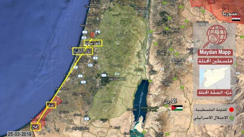 خريطة تظهر مسار الصاروخين الذَين تمَّ إطلاقهما من #رفح وقطعا نحو 120 كلم