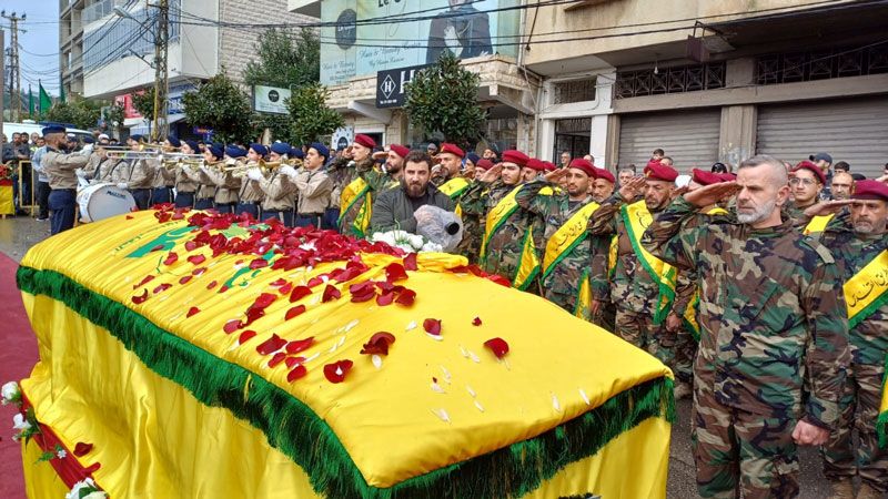 حزب الله شيّع الشهداء على طريق القدس حمد ورضا وظاهر في جنوب لبنان