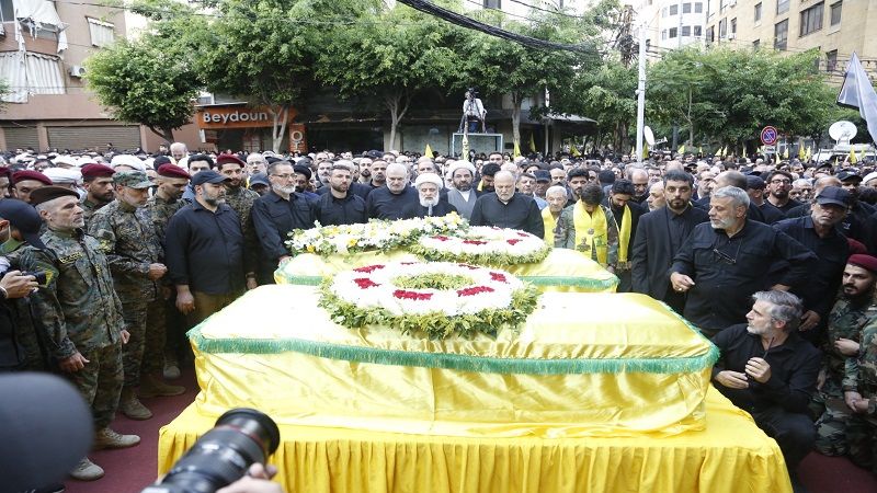 بالصور| تشييع القائد الجهادي الكبير الشهيد الحاج عبد القادر والشهيد حمد في الغبيري&nbsp;